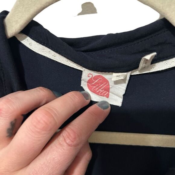 Anthropologie Lilka Floral V-Neck Lakeshore Jumpsuit Navy Blue White Size Medium - Picture 6 of 15